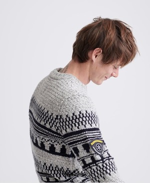 Superdry Jackson Crew Neck Férfi Ugró Szürke/Fekete | NEIMB7320